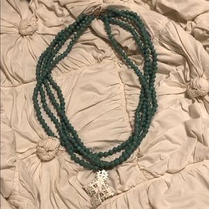 Beaded Necklace w/ Silver Pendant